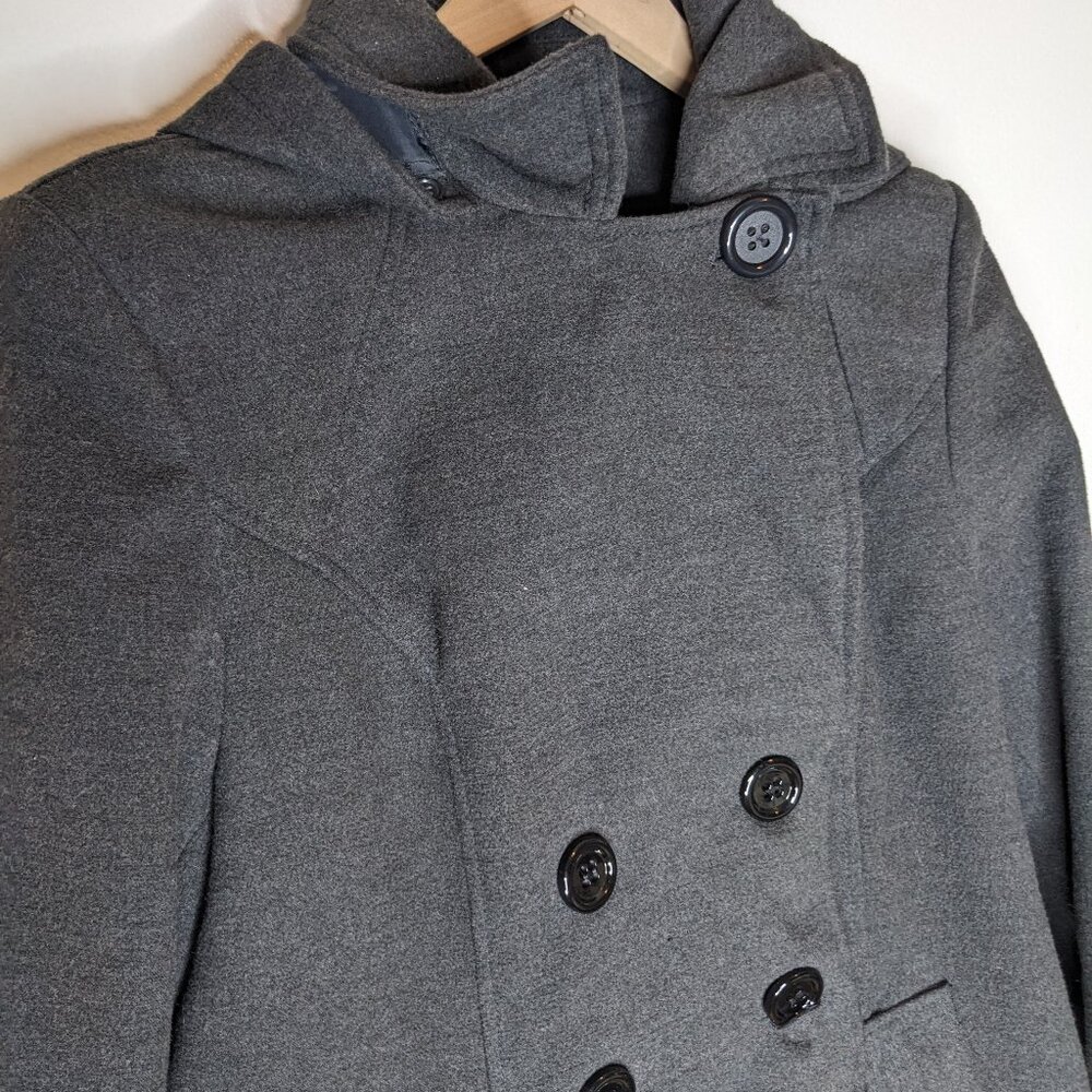 1 Madison Gray Grey Peacoat Pockets Detachable Hood Size Large Classic Outdoor - Picture 8 of 10